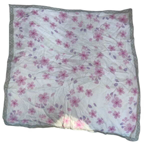 celine paris france AUTHENTIC pink gray plumera floral print handkerchief scarf - Picture 4 of 4